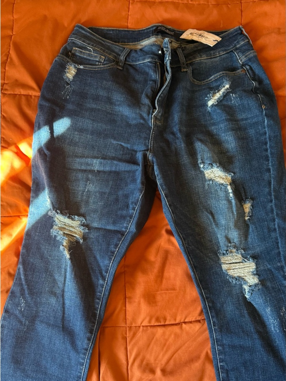 Judy Blue Dark Blue Distressed Skinny Jeans